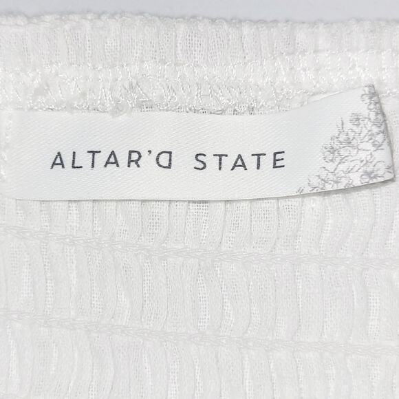 NWT Altar'd State Cotton Ruffled Tiered Mini Dress Size L White Boho Chic Flowy - Picture 11 of 14